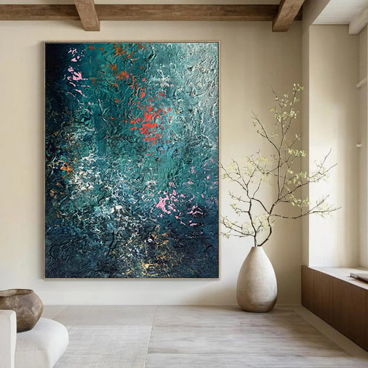 Blue - Green - Pink Abstract Art for Bohemian - Style Home Living Room Accent Walls DLZ0001