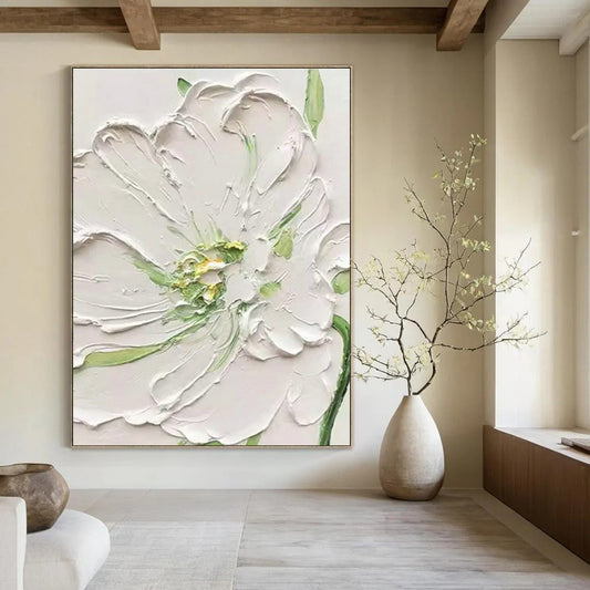 White Flower Relief Art for Shabby - Chic Bedroom & Vintage - Inspired Bridal Boutique DLZ1405