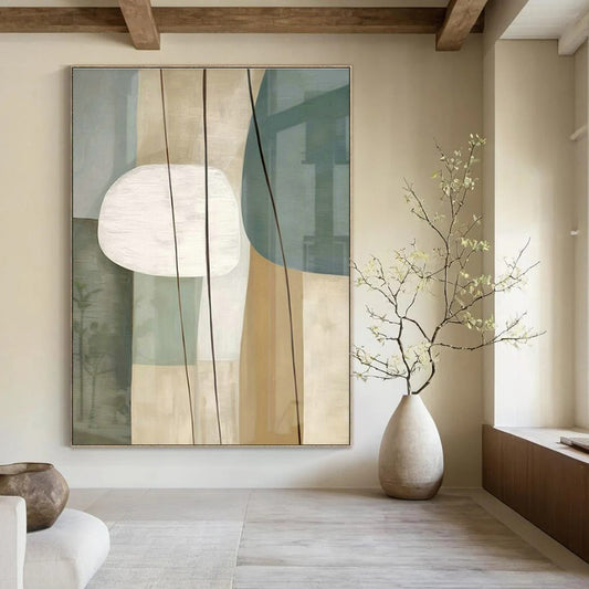 Light Green Geometric Abstract Art for Contemporary Café & Design Studio DLZ1952