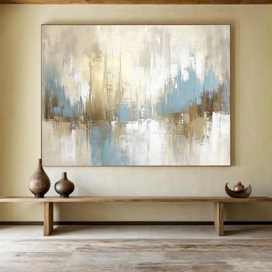 Beige Blue Abstract Art for Modern Living Room & Corporate Office Lounge SC097