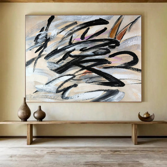 Ink - Stroke Abstract Art for Asian - Inspired Restaurant Decor DLZ2673