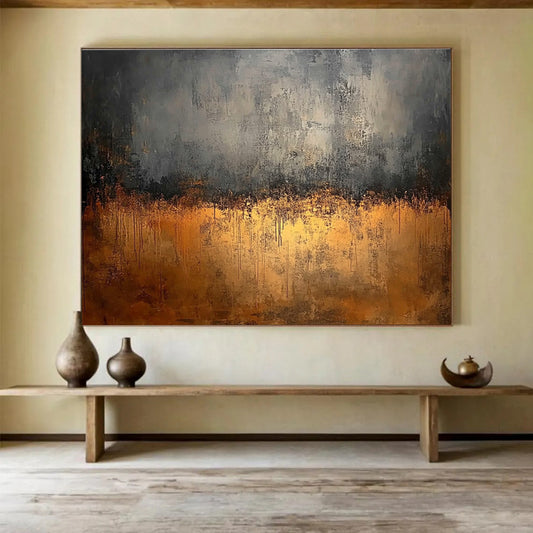 Gray & Gold Drip Art for Industrial - Chic Home & Modern Art Gallery SC146