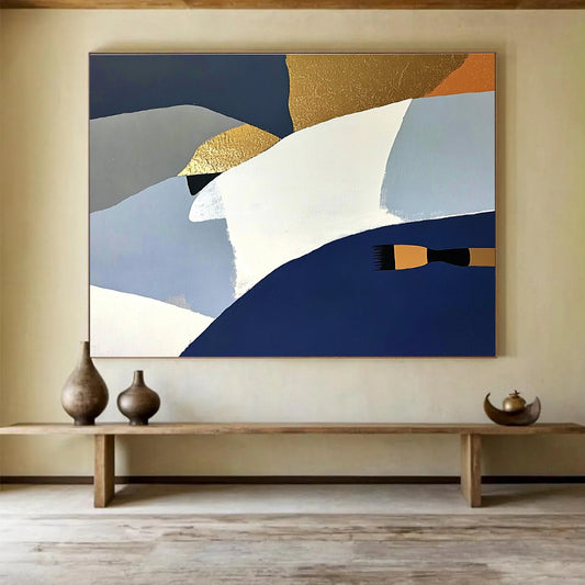 Abstract Geometric with Brush Art for Contemporary Art Studio & Modern Home Decor SC444