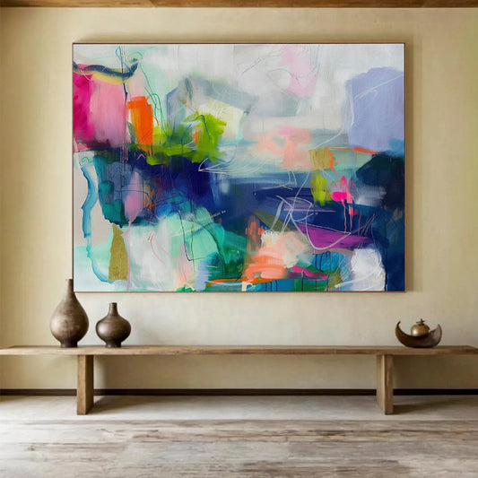 Vibrant Abstract Composition Art for Modern Office Breakroom DLZ2858
