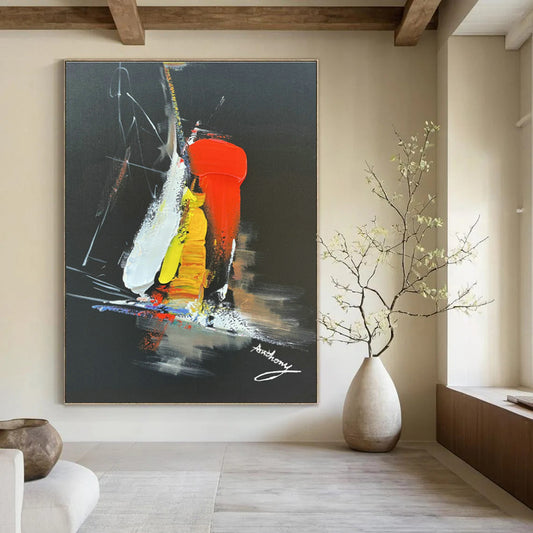 Colorful Abstract on Black for Trendy Nightclub & Creative Studio Break Area DLZ0826