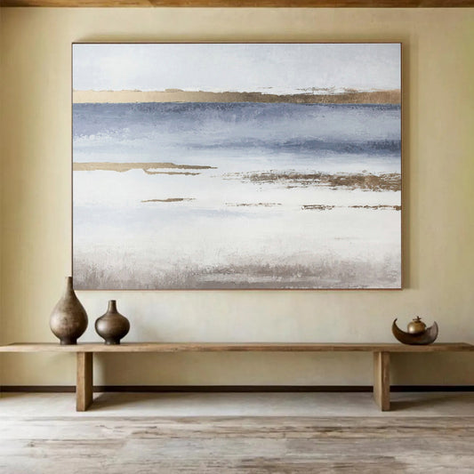 Blue - Gold Minimalist Abstract Art for Coastal - Inspired Spa Retreats DLZ2519