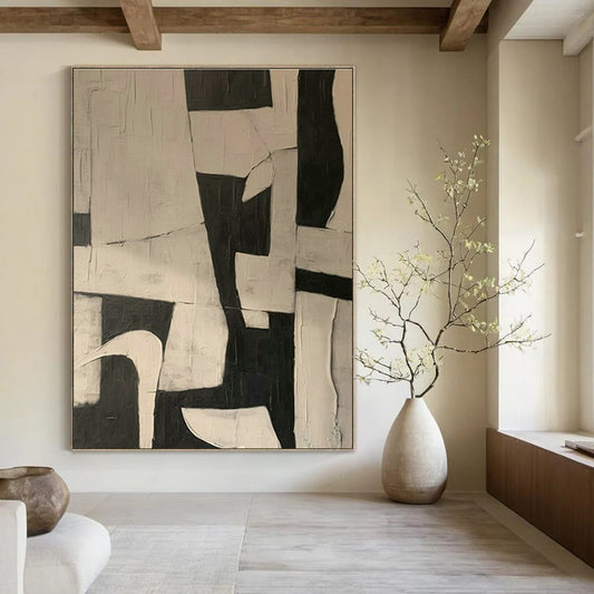 Black - White Geometric Abstract Art for Contemporary Office & Minimalist Art Gallery DLZ1874