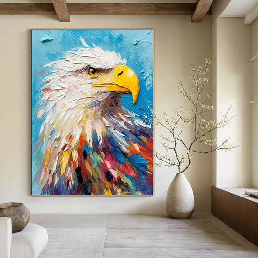 Colorful Eagle Head Oil Painting for Patriotic Memorial & Wildlife Conservation Center DLZ1067