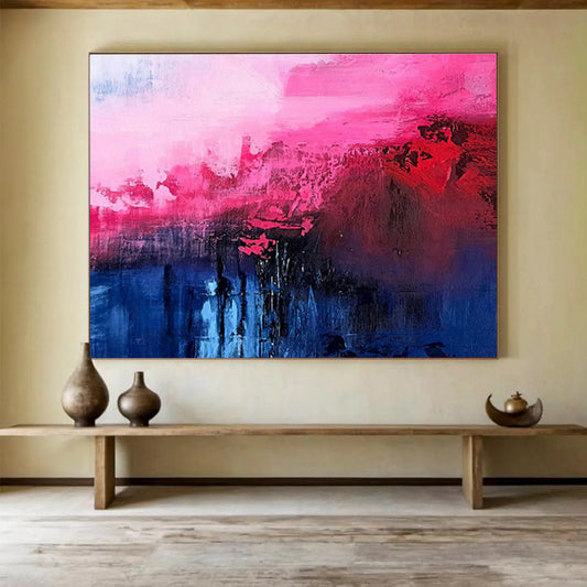 Pink - Blue - Red Abstract Art for Art Deco - Inspired Living Rooms DLZ2652