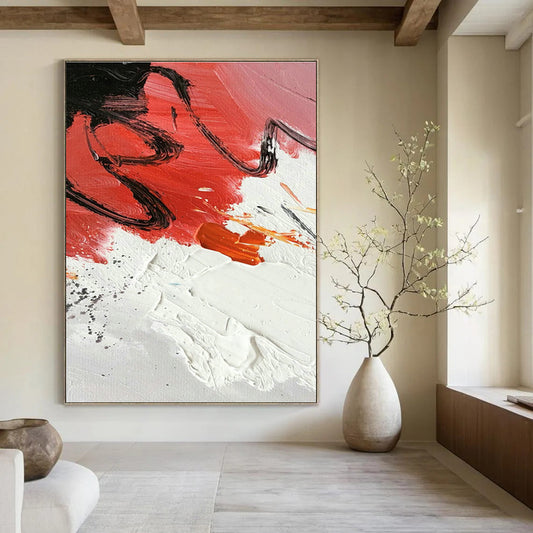 Red - White - Black Abstract Painting for Industrial Loft & Contemporary Art Gallery DLZ1297