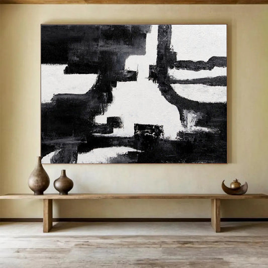 Minimalist Black and White Abstract Art for a Minimalist Study DLZ2402