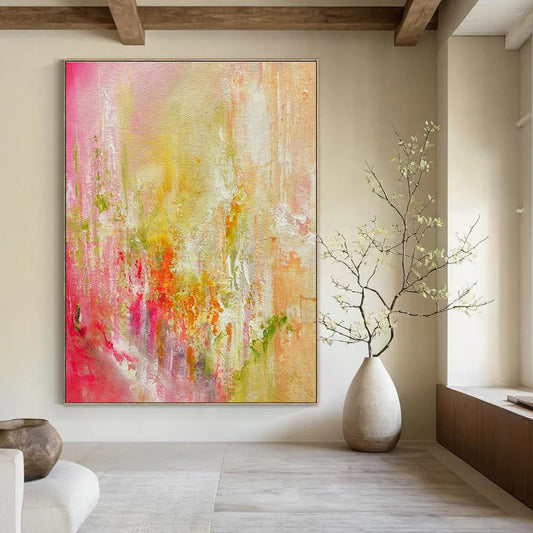 Pink - Yellow Abstract Art for Home Nursery Play Zones DLZ0055