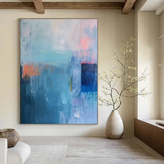 Blue - Pink Abstract Art for Coastal Home & Art - Themed Lounge DLZ2087