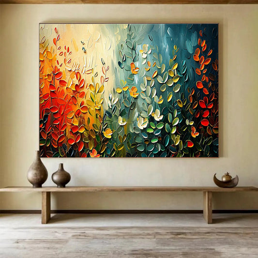 Textured Colorful Plants Oil Painting for Nature - Lover’s Living Rooms DLZ3095
