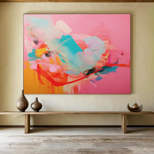 Pink - Orange Clash Abstract Art for Eclectic Living Space DLZ2886