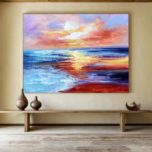 Seascape Sunset Oil Painting for Beachfront Home Master Bedrooms DLZ2678