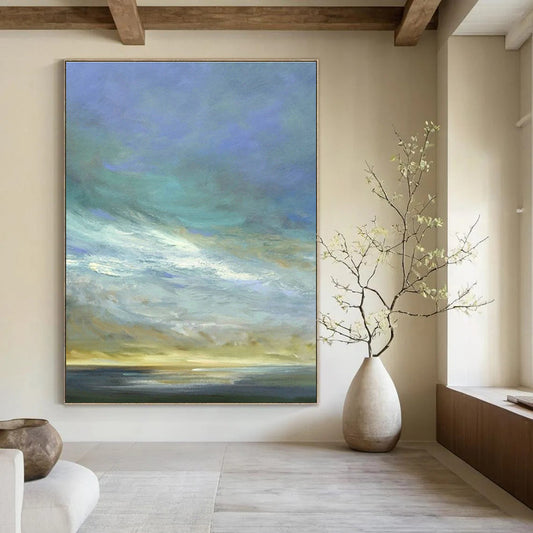 Soft - Color Sky & Sea Art for Minimalist Beach House & Nautical Yoga Studio DLZ0961