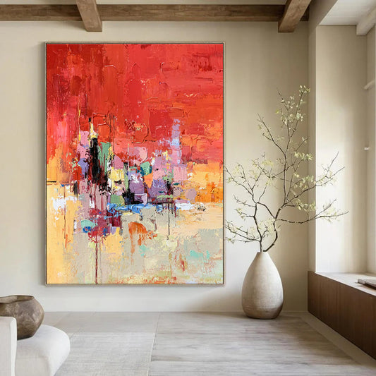 Red - Based Colorful Abstract Art for Living Room & Home Bar DLZ0466
