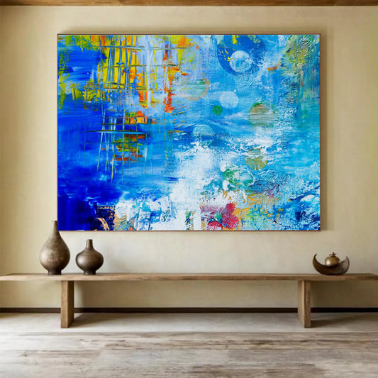 Blue - Toned Colorful Abstract Art for Vibrant Living Room DLZ2823