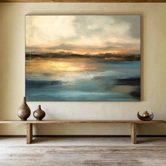 Warm - Toned Sunset Seaside Abstract Art for Cozy Bedroom DLZ2724