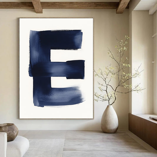 Blue Brushstroke "E" Art for Modern Nursery & Typography - Themed Exhibition STSC1096