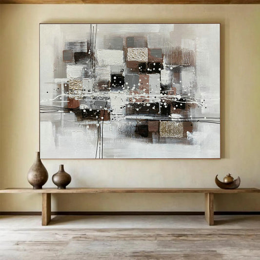 Brown - Grey - Gold Abstract Art for Stylish Home Office DLZ2738