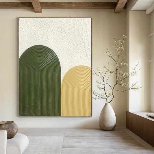 Green - Yellow Relief Art for Mid - Century Kitchen & Outdoor Café DLZ1183