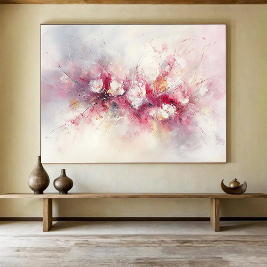 Soft Pink Flower Blossoms Art for Elegant Bedroom & Serene Spa SC191