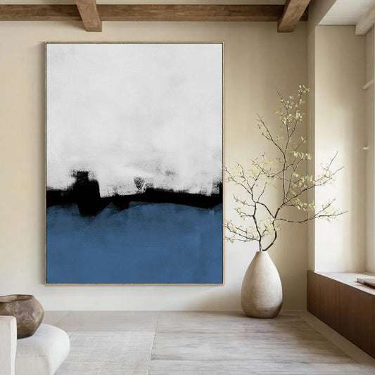 Blue - White - Black Abstract Art for Living Room & Office DLZ0520