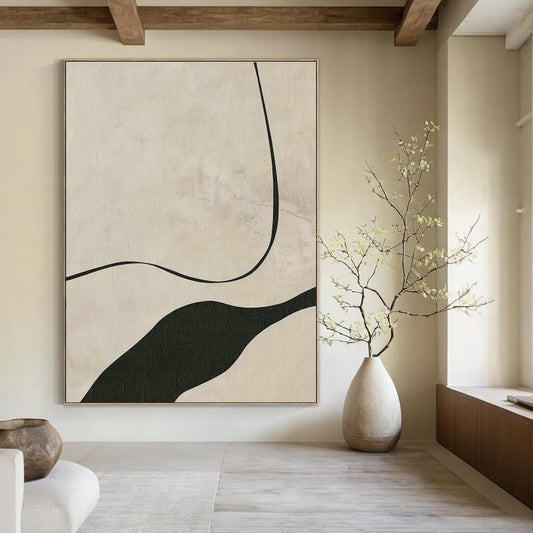 Black Curved Line Abstract Art for Bedroom & Living Room DLZ0407