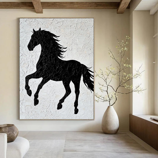 Black Horse Silhouette for Modern Minimalist Home & Equestrian - Themed Art Gallery STSC917