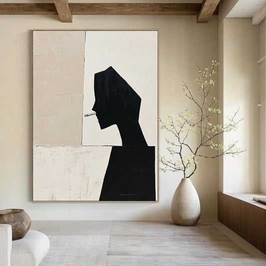 Silhouette with Cigarette Modern Abstract Portrait for Urban Art Café & Thought - Provoking Home Office STSC1486