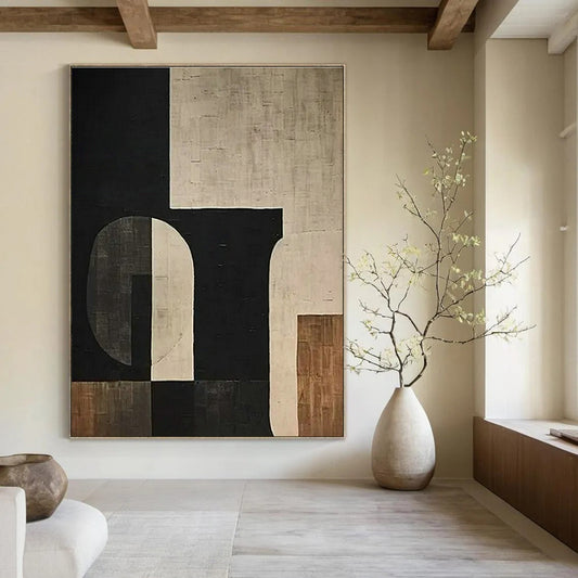 Black - Brown Geometric Abstract Art for Modernist Home Living Room & Architectural Design Studio DLZ1749