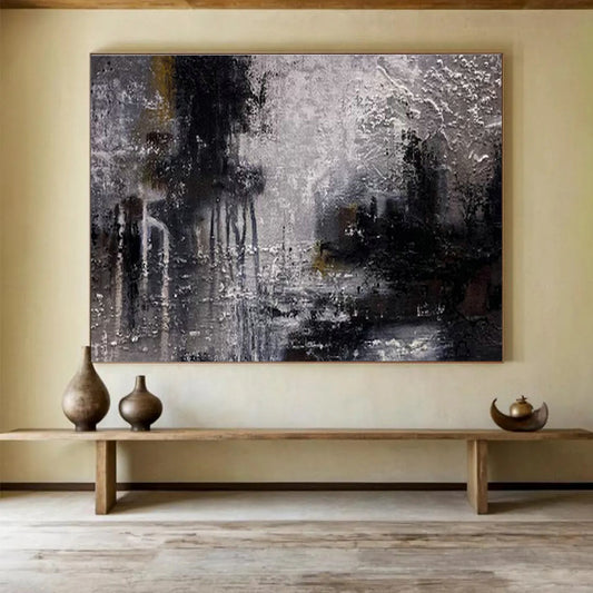 Mysterious Gray - Toned Abstract Art to Elevate Sophisticated Living Rooms DLZ2393