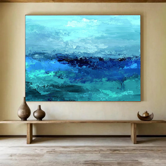 Turquoise Sea Abstract Art for Coastal Spa & Beachfront Villa SC035
