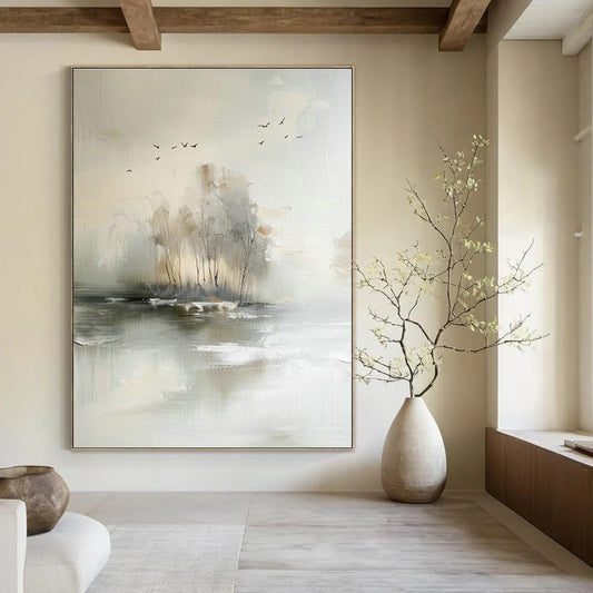Misty Lake Landscape Art for Zen Bedroom & Nature - Inspired Spa DLZ1470
