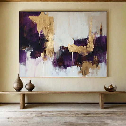 Purple and Gold Abstract Art for Luxury Bedroom & Upscale Restaurant SC212