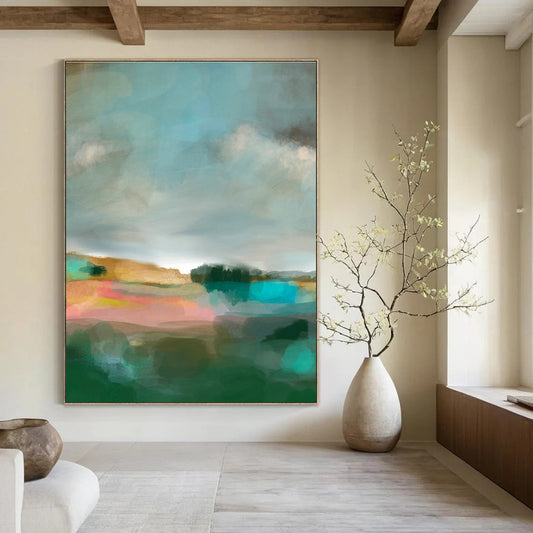 Misty Landscape Abstract Art for Lakeside Villa & Art - Themed Library DLZ0651