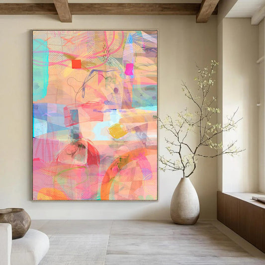 Pink - Toned Abstract Art for Feminine Fashion Studio Lounges DLZ0162
