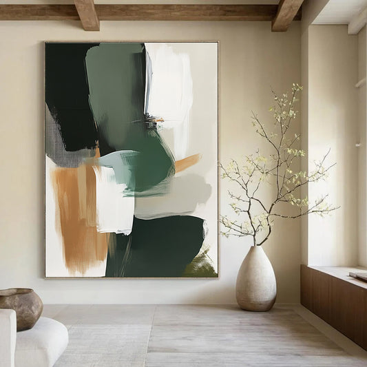 Green and Brown Abstract Shapes for Rustic Home Office & Nature - Inspired Café STSC760