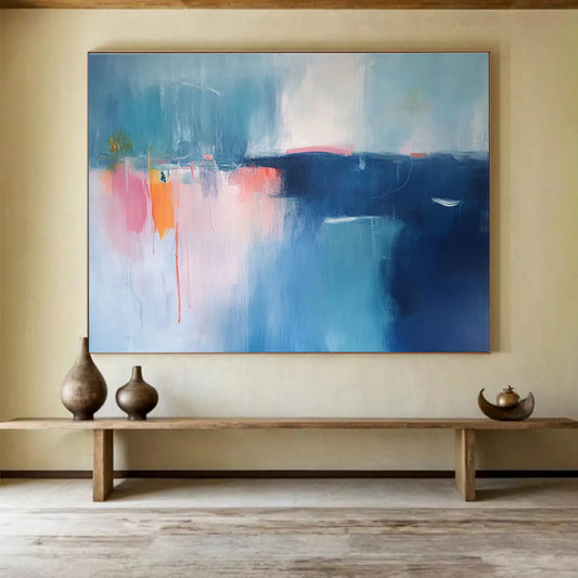 Soft - Hued Coastal Abstract Art for Seaside Spa & Light - Filled Bedroom SC063