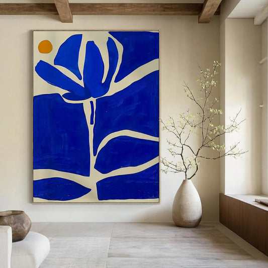 Blue Flower Abstract Art for Bohemian Garden House & Artisan Shop DLZ1759
