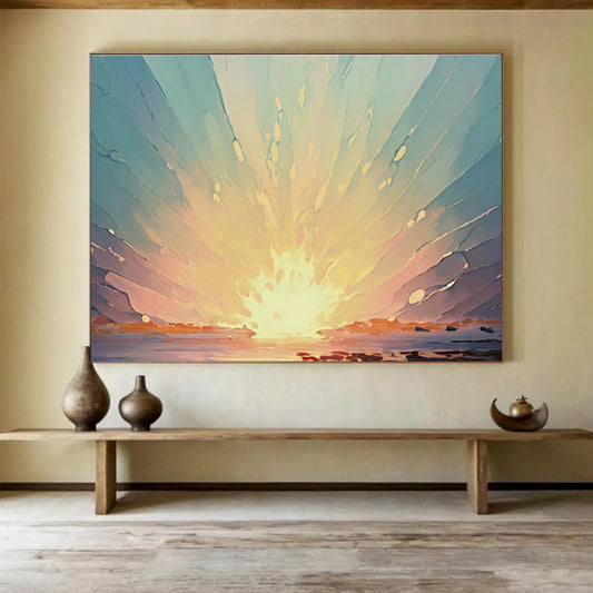 Vibrant Sunrise Abstract Art for Inspirational Yoga Studio DLZ3049