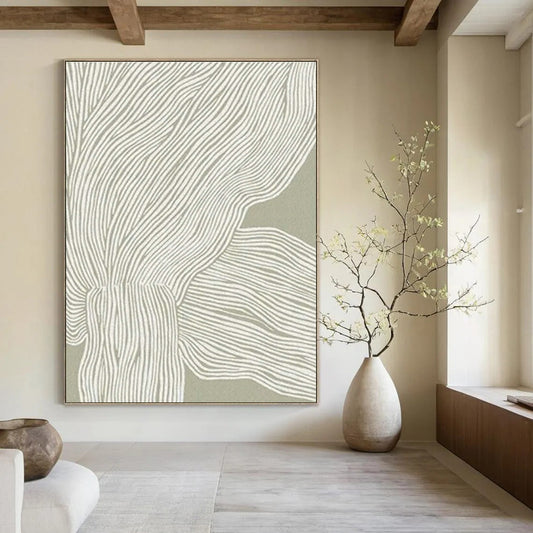 Gray - White Line Abstract Art for Minimalist Home & Contemporary Office DLZ1126