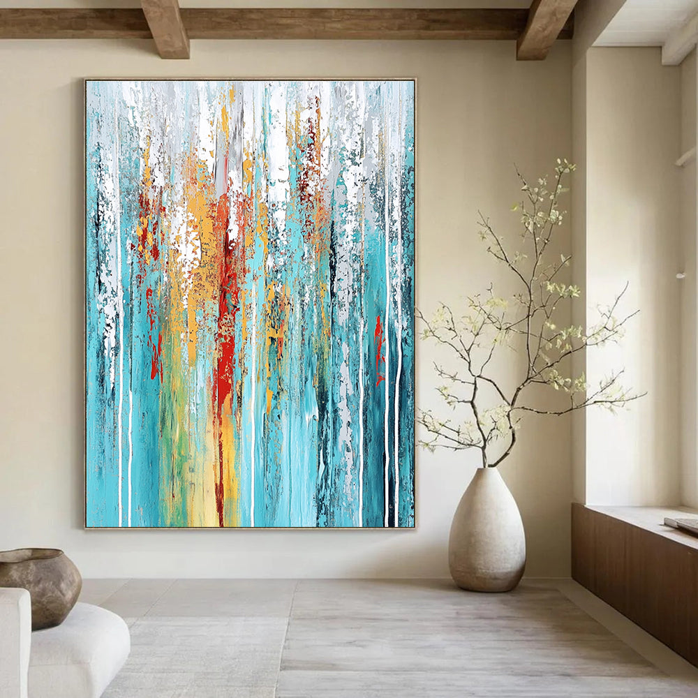 Colorful Dripping Abstract for Creative Art Studio & Eclectic Home Living Room STSC374