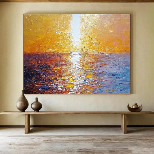 Golden Sunset Sea Art for Luxury Beachfront Hotel Lobby & Romantic Seaside Restaurant SC111