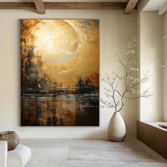 Golden Cityscape Art for Rooftop Bar & Luxury Penthouse DLZ2326