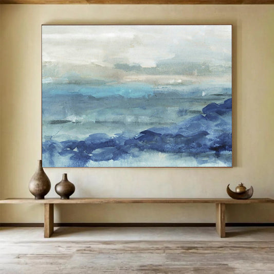 Blue - Tone Seaside Abstract Art for Relaxing Bathroom DLZ2798