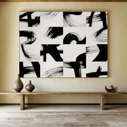 Ink - Brushstroke Collage Art for Contemporary Asian - Inspired Lounge DLZ2831