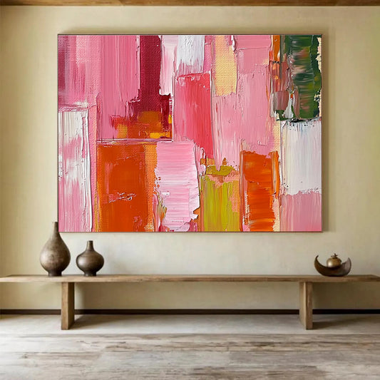 Pink Color Block Art for Trendy Women’s Fashion Boutique & Cheerful Girls’ Bedroom SC118